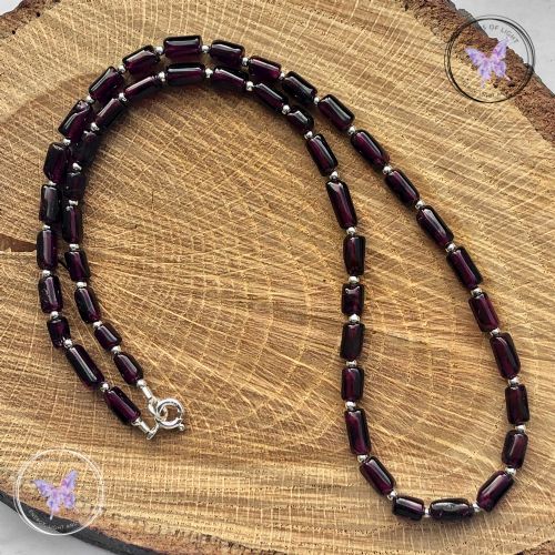 Garnet Tube Bead Necklace